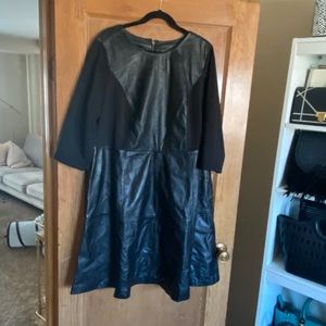 Real leather and ponte dress